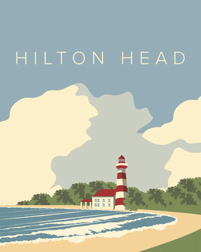 Hilton Head island travel poster, cover, banner