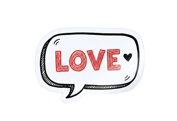 Hand-drawn comic speech bubble sticker with Love text