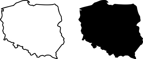 Poland country border map outline and silhouette vector graphic isolated image decal © Joe