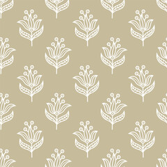 Black and white block print Indian traditional booti design 