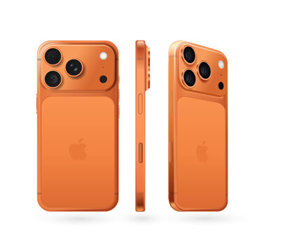 Apple iPhone 17 Pro, Pro Max in different sides, in official Cosmic Orange