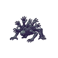 Obraz premium A unique and terrifying creature with multiple arms and a dark, shadowy appearance, perfect for fantasy and horror themes
