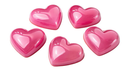 Fototapeta premium Five pink hearts isolated on transparent background