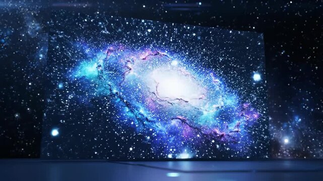 Galaxy Display Showing Colorful Nebula in Dark Space