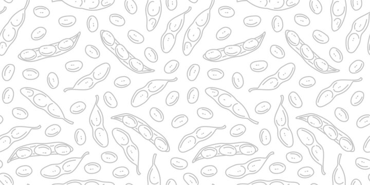 green soybeans or peas pattern background. Soybean seamless pattern background. edamame seamless pattern background. doodle edamame pattern background.