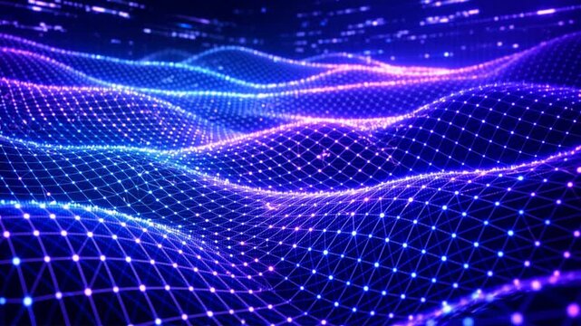 Abstract, technology, wave, grid and metaverse