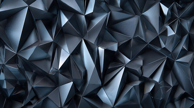 Abstract background geometric polygon metal texture pattern with modern dark triangle surface and dynamic light reflection background