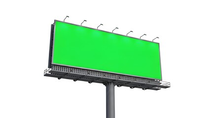 "Green Screen Billboard on Tall Pole &ndash; Outdoor Advertising Mockup for Digital Content and Media Campaigns"