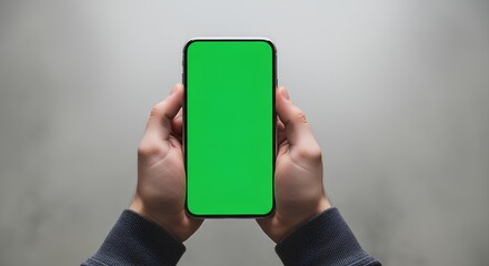 "Person Holding Smartphone with Green Screen &ndash; Mobile App Mockup for Digital Content and UI Design"