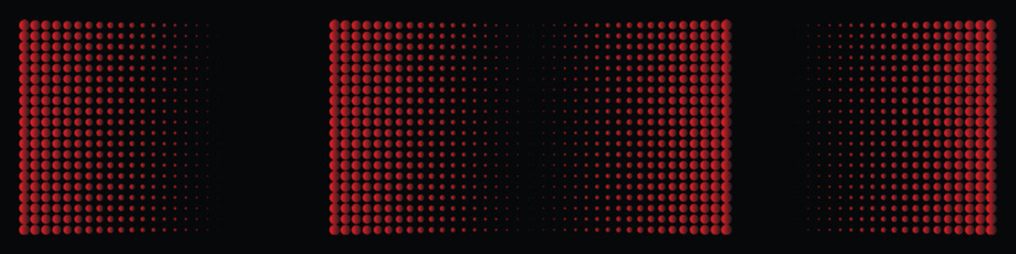Abstract red dot pattern on a black background creating a digital gradient effect