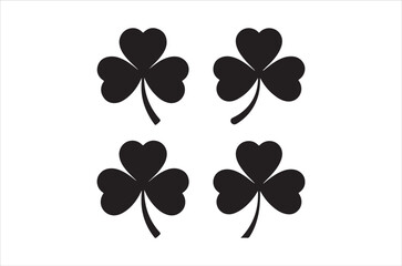 Four black clover shapes arranged on a white background