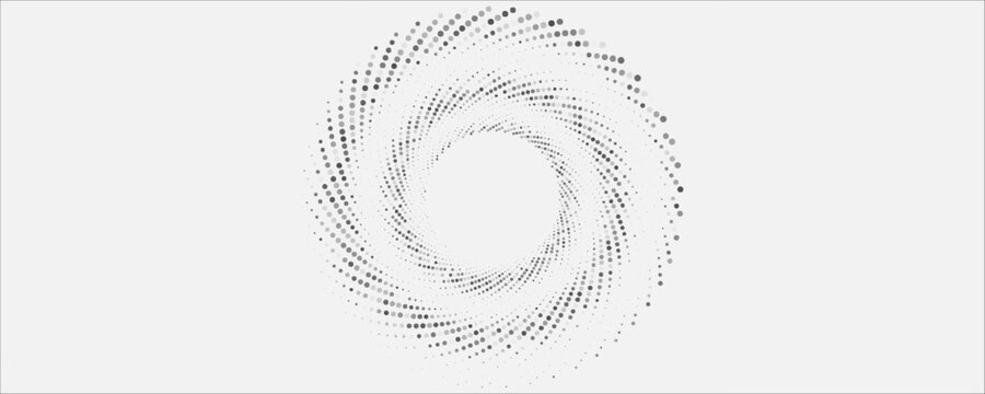 Vector dotted speed lines in vortex form. Geometric art. Segmented circle. Arc lines. Trendy design element for frame, round logo, sign, symbol, web, prints, posters, template, pattern, backdrop