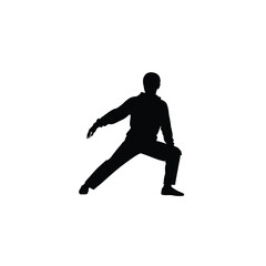 Man silhouette stretching and warming up for fitness and sports activities