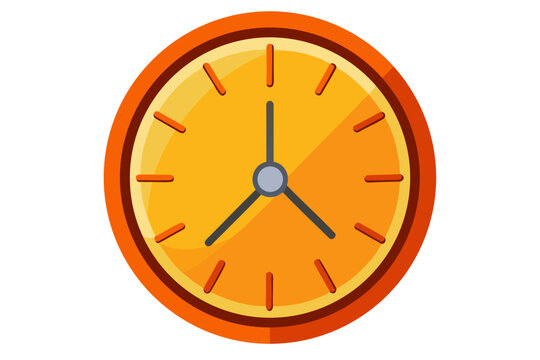 A vibrant orange clock icon with a modern flat design on a white background
