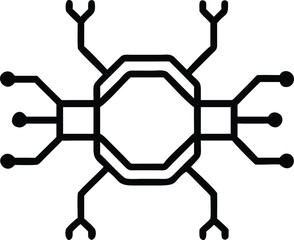 Fototapeta premium Integrated circuit microchip icon representing digital hardware and computer processor technology.
