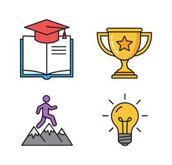 Fototapeta premium Education, achievement, challenge, and idea concepts collection