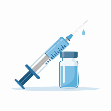 Illustration m&eacute;dicale d&rsquo;une seringue et d&rsquo;un flacon de vaccin sur fond clair