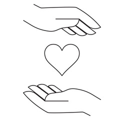 Hand with heart shape line  icon. hands holding heart icon. card icon set. vector illustration eps 10