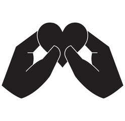 hands holding heart care icon set. minimalist line art vector for love, giving, and kindness symbol