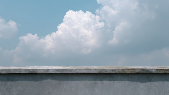 Concrete wall cloudy sky minimal calm outdoor boundary architecture blue cloudscape horizon barrier urban