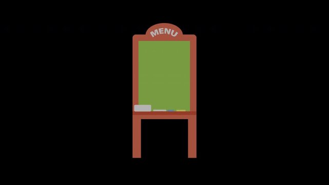 Wooden Menu Board with Chalk and Eraser on a Black Background, Ideal for Video Content