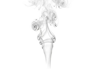 Fototapeta premium Wisps of ethereal smoke gracefully ascend against a stark white backdrop