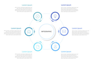 6-circle infographics are popular circular diagrams that divide a design into six equal or segmented parts, ideal for illustrating processes, steps, or data breakdowns in presentations and graphics.