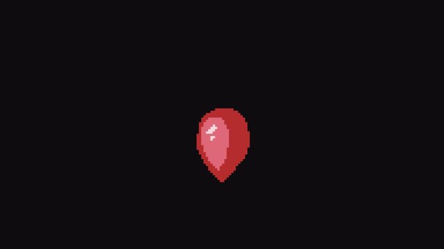 Red Balloon Pop Loop Animation 8bit Pixel Art with Transparent Background