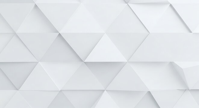 Clean white geometric 3D triangle pattern background