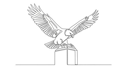 Fototapeta premium eagle spreading wings on pedestal