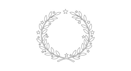 laurel wreath with stars, floral circle frame © Azizi