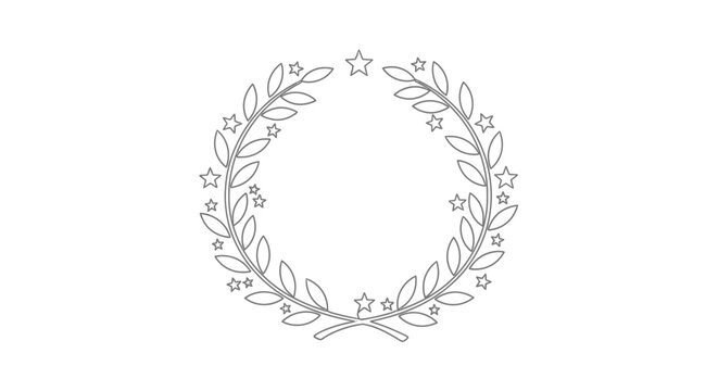 laurel wreath with stars, floral circle frame