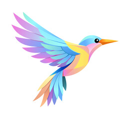 Obraz premium Flat pastel geometric hummingbird vector illustration