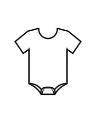 Simple outline of a baby onesie with short sleeves, shown on a white background