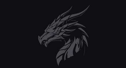 Obraz premium gray dragon head silhouette