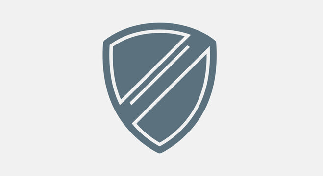 Grey shield icon with white lines