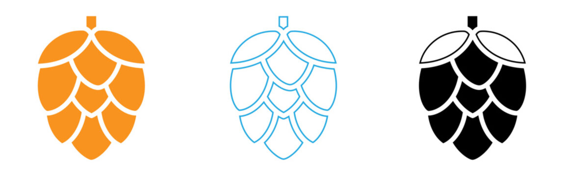 Hops cone icons in orange blue and black