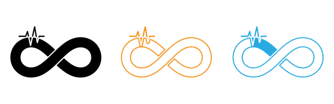 Infinity symbol with ecg line logos
