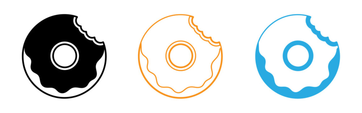 Donut icons in black orange and blue