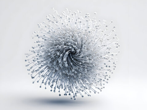 Minimalist 3D illustration of a single helical virus particle