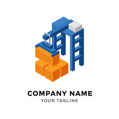 Fototapeta premium Crane Lifting Shipping Containers Logistics Operation.