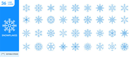 Snow icons. Snowflakes vector design. Winter symbol. Snowflake icon set