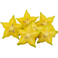 Fototapeta premium Sliced Starfruit on Transparent Background