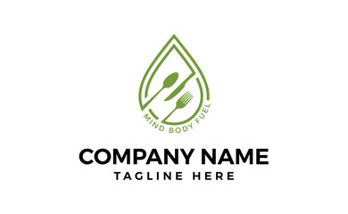 Fork and spoon logo design icon symbol for health restaurant food