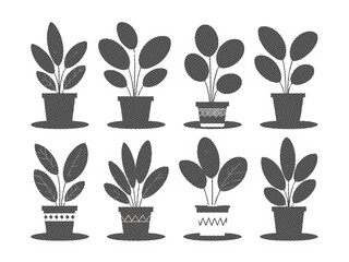 Spring flowers and blooming plants in decorative pots with colorful Easter eggs arranged in a vase, isolated floral illustration representing growth and nature