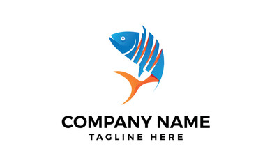 Fish abstract icon design logo templateCreative vector symbol of fishing club