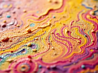 Fototapeta premium Tiny textured swirls of vibrant paint on canvas, catching soft light, unique, color