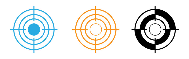 Target icons in blue orange and black