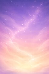 Obraz premium Dreamy Purple and Pink Cloudy Sky with Stars.