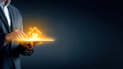 Business Leader Demonstrates Futuristic Smart Home Technology.